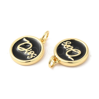 Real 16K Gold Plated Brass Enamel Pendants ZIRC-L103-058G-1