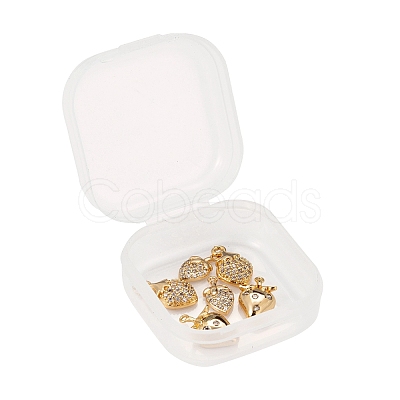 6Pcs Brass Micro Pave Clear Cubic Zirconia Charms KK-LS0001-41-1