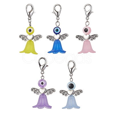 Acrylic & Resin Evil Eye Angel Pendant Decorations HJEW-JM01521-1