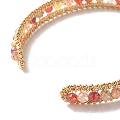 Colorful Cubic Zirconia Beads Cuff Bangle for Girl Women BJEW-JB06609-1