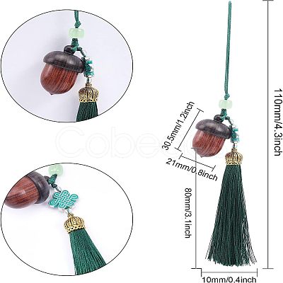 Acorn Wood Diffuser Pendant Decorations HJEW-WH0042-54B-1