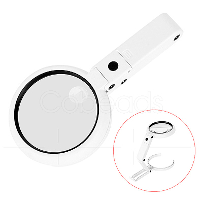 ABS Plastic Handheld and Desktop Foldable Illuminated Magnifier AJEW-L073-06-1