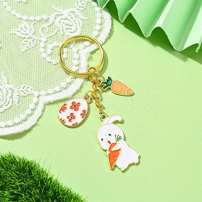 Easter Egg & Rabbit & Carrot Alloy Enamel Pendant Keychain KEYC-JKC00580-1