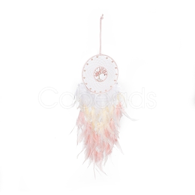 Iron Woven Web/Net with Feather Pendant Decorations AJEW-B017-08-1