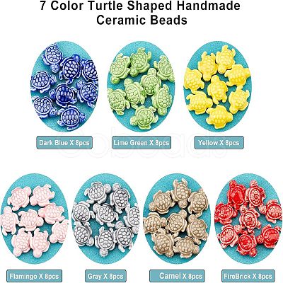 SUPERFINDINGS 56Pcs 7 Colors Handmade Porcelain Ceramic Beads PORC-FH0001-04-1