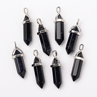 Bullet Synthetic Blue Goldstone Pointed Pendants X-G-F295-03H-1