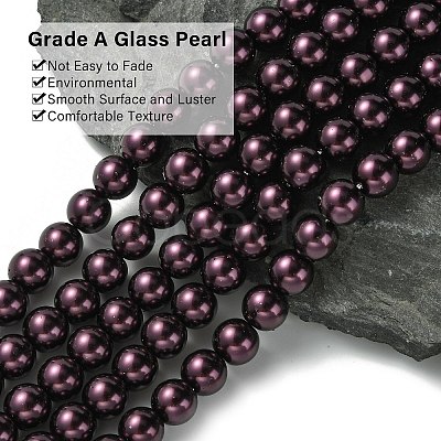 Eco-Friendly Grade A Glass Pearl Beads HY-J002-8mm-HX042-1