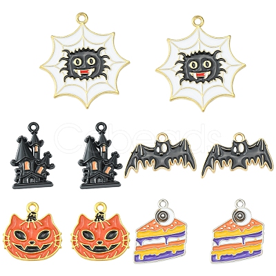 12Pcs 6 Style Halloween Theme Alloy Enamel Pendants ENAM-FS0001-46-1