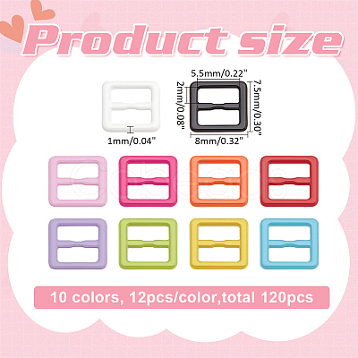 Fingerinspire 120Pcs 10 Colors Rectangle Shape Spray Painted Alloy Buckle Clasps FIND-FG0002-82-1