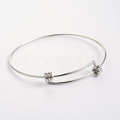 Tarnish Resistant Adjustable 304 Stainless Steel Expandable Bangle Making BJEW-L523-16P-1