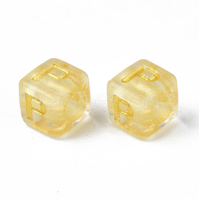 Transparent Golden Plating Acrylic Beads PACR-S219-24-1