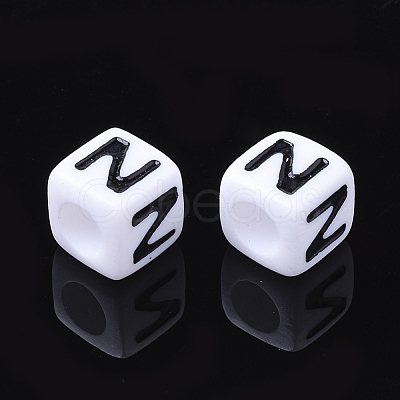 Acrylic Horizontal Hole Letter Beads X-PL37C9129-Z-1