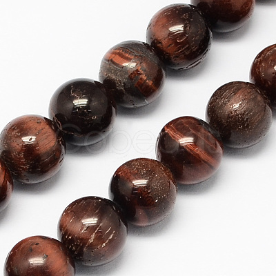 Natural Red Tiger Eye Stone Bead Strands G-R193-08-6mm-1