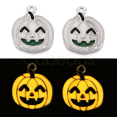 Halloween Theme Rack Plating Luminous Alloy Enamel Pendants ENAM-N056-229P-1