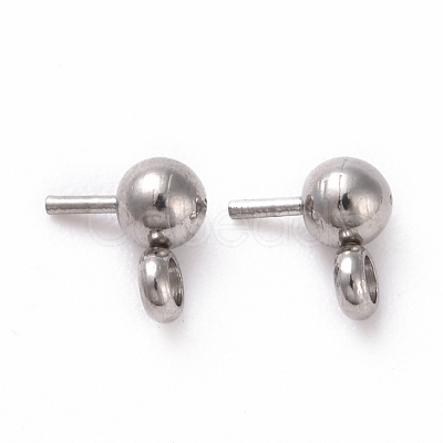 Non-Tarnish 304 Stainless Steel Ball Stud Earring Post STAS-Z035-01B-P-1