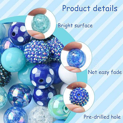 50Pcs Chunky Bubblegum Round Acrylic Beads SACR-CJ0001-64-1