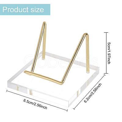 Square Acrylic Base Iron Arm Mineral Specimens Display Easel Stands ODIS-WH0043-26LG-1