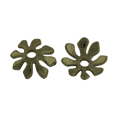 8-Petal Flower Alloy Bead Caps TIBEB-2472-AB-FF-1