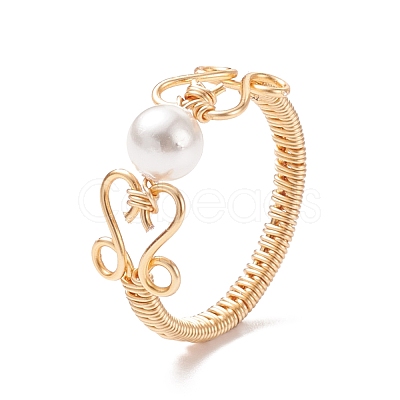 Shell Pearl Braided Finger Ring RJEW-TA00050-1