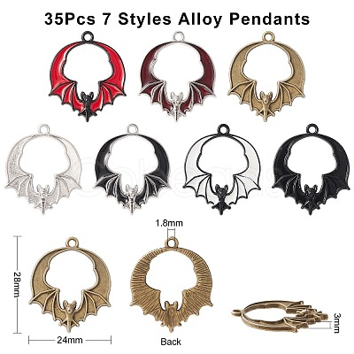 35Pcs 7 Styles Alloy Pendants PALLOY-CJ0002-46-1