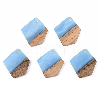 Opaque Resin & Walnut Wood Pendants RESI-S389-033A-C01-1