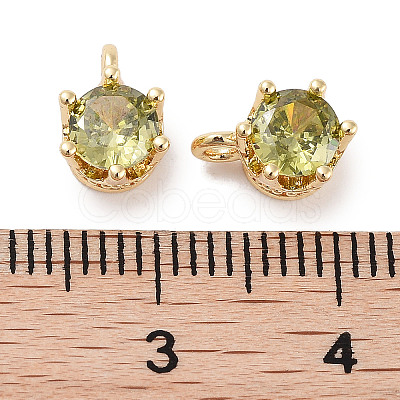 Brass Micro Pave Cubic Zirconia Charms KK-C051-39G-08-1