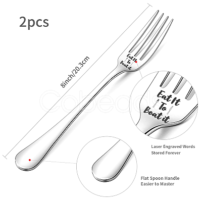 Word Pattern Stainless Steel Fork AJEW-WH0191-005-1