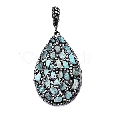 Polymer Clay Rhinestone Pendants RB-S056-11B-B-1