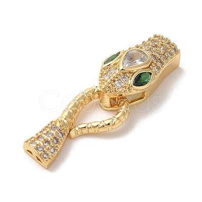 Snake Brass Micro Pave Cubic Zirconia S Hook Clasps KK-A227-06G-1