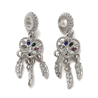 Rack Plating Alloy Colorful Rhinestone European Dangle Charms FIND-Q115-03P-1