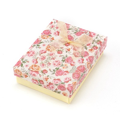 Flower Pattern Cardboard Jewelry Packaging Box CBOX-L007-007B-1