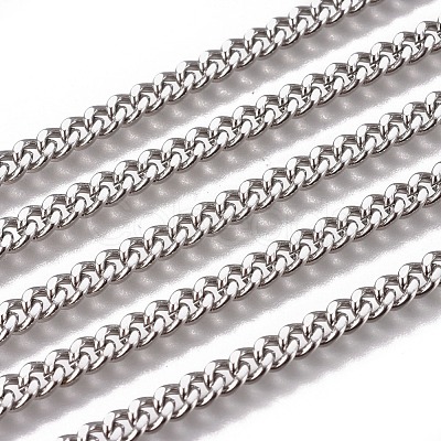 Non-Tarnish Handmade 304 Stainless Steel Curb Chains STAS-F229-06C-P-1