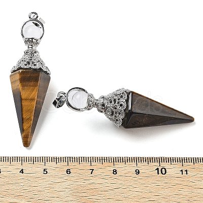 Natural Tiger Eye Faceted Cone Big Pendants G-P552-04P-06-1