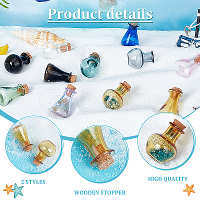 PandaHall Elite 2 Sets 2 Style Dollhouse Miniature Glass Cork Bottles Ornament DJEW-PH0001-29-1