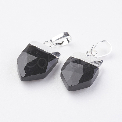 Natural Black Agate Pendants G-G737-15B-S-1