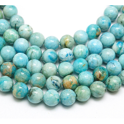 Natural Gemstone Hemimorphite Round Beads Strands G-L145-14mm-01-1