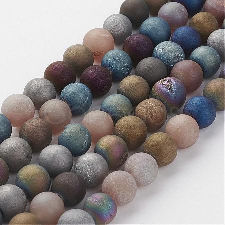 Electroplated Natural Agate Bead Strands G-P222-06-1