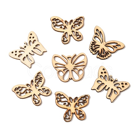 50Pcs Hollow Unfinished Wood Butterfly Shaped Cutouts Ornament WOCR-PW0003-07-1