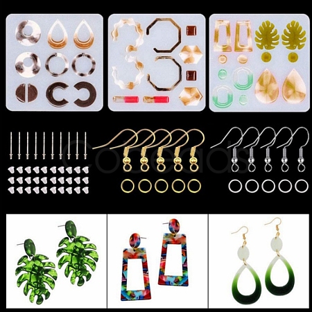 Food Grade Earring DIY Silicone Pendant Molds Kits PW-WG51666-03-1
