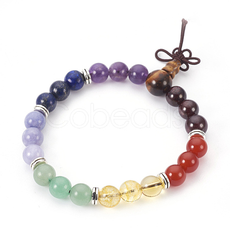 Natural Mixed Stone Stretch Bracelets BJEW-JB03907-02-1