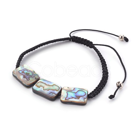 Natural Abalone Shell/Paua ShellBeads Braided Bead Bracelets BJEW-JB03994-1