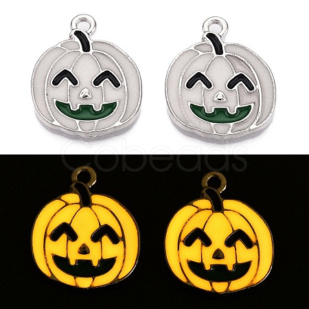 Halloween Theme Rack Plating Luminous Alloy Enamel Pendants ENAM-N056-229P-1