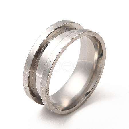 Non-Tarnish 201 Stainless Steel Grooved Finger Ring Settings STAS-P323-13P-1