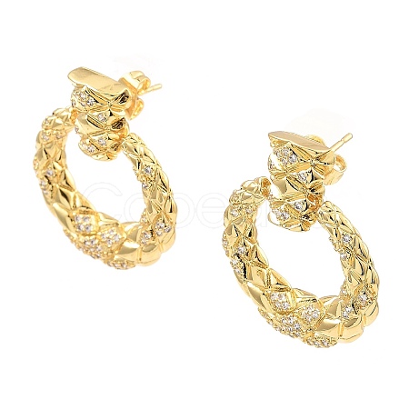Rack Plating Brass Micro Pave Clear Cubic Zirconia Dangle Stud Earrings EJEW-M223-15G-1