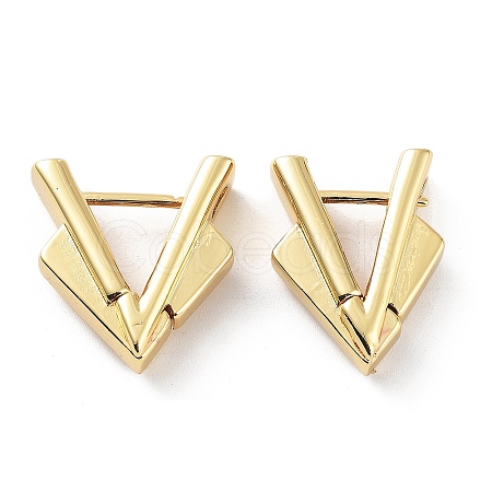 Triangle Rack Plating Brass Hoop Earrings for Women KK-Z038-19G-1