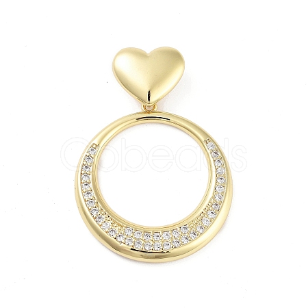 Rack Plating Brass Micro Pave Clear Cubic Zirconia Pendants KK-H474-19G-03-1