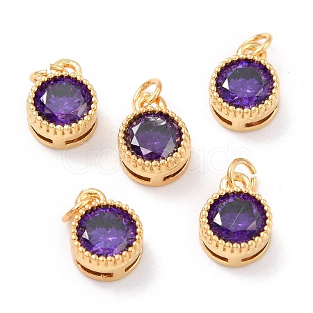 Real 18K Gold Plated Brass Inlaid Cubic Zirconia Charms ZIRC-L100-081G-03-1