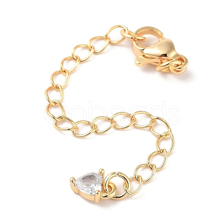 Brass with Cubic Zirconia Chain Extender KK-B102-44G-1