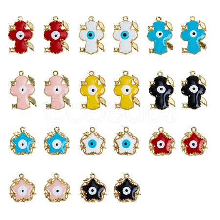 22Pcs 11 Styles Alloy Enamel Pendants sgENAM-SZ0001-39LG-1