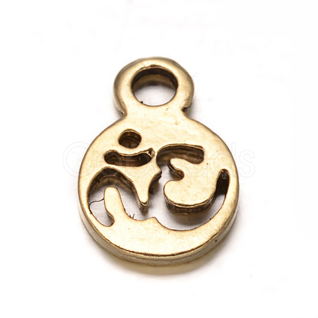 Flat Round Tibetan Style Alloy Charms PALLOY-F121-15AG-RS-1